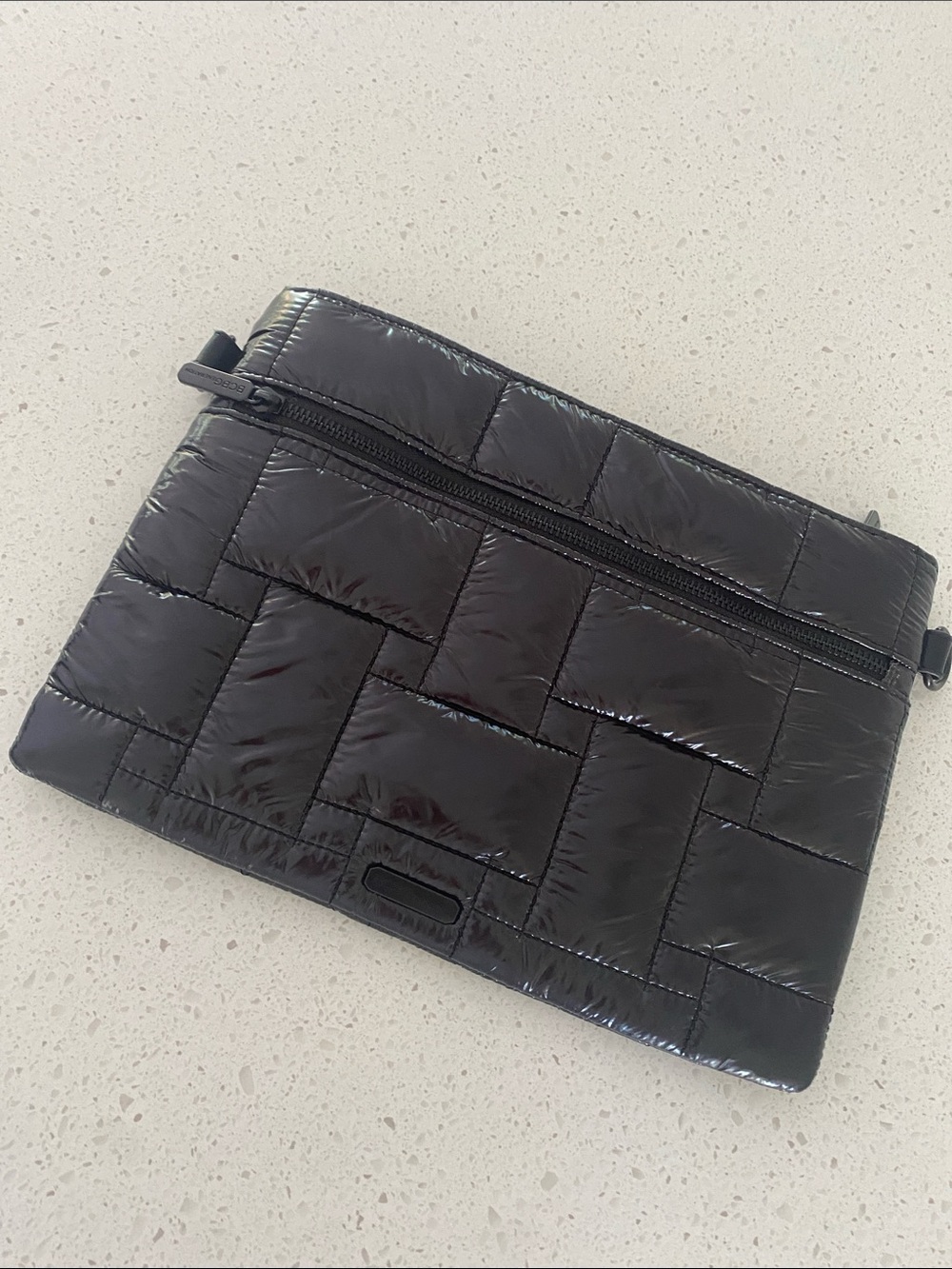 BCBGeneration Black Quilted Puffer Toiletry Pouch pochette